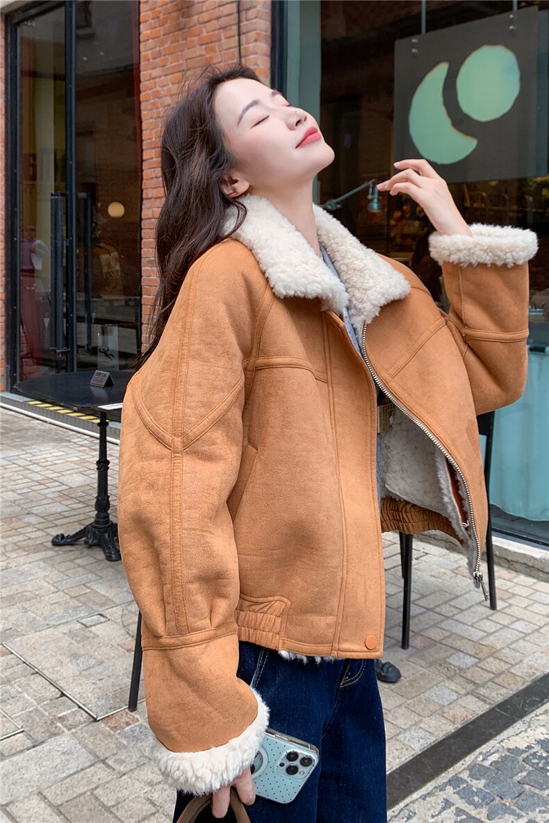 现货主推2025冬季新款宽松显瘦皮毛一体毛毛外套女1517-P210K298,女装棉衣/棉服,莘蕾