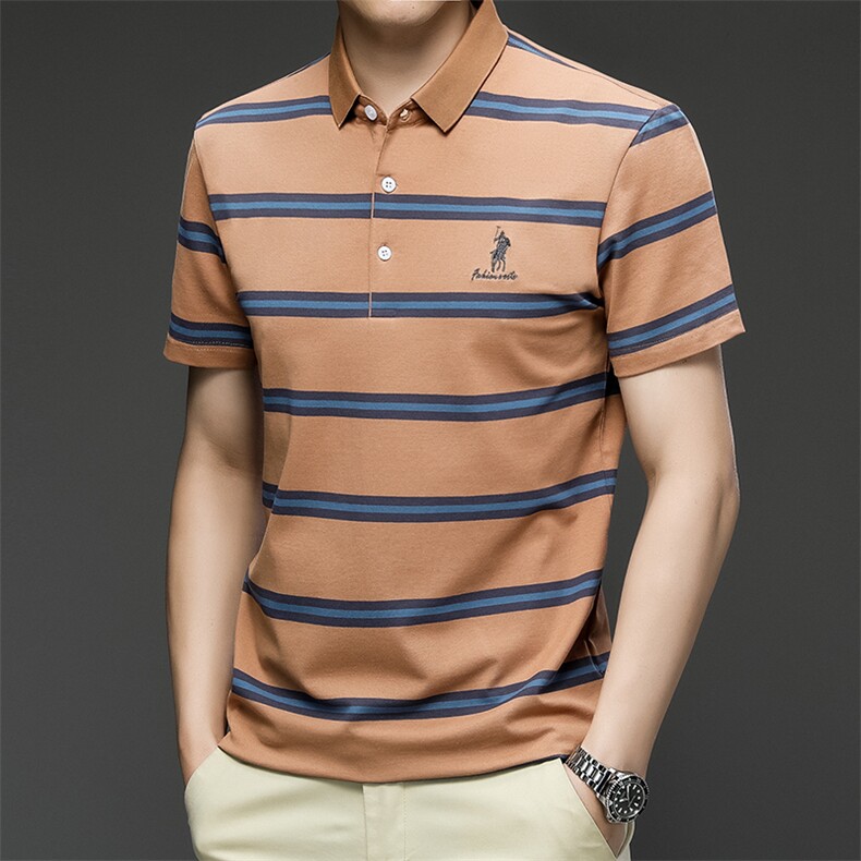 保罗POLO衫翻领纯棉短袖男夏季宽松商务休闲中年男装HMQ303-P63,男装Polo衫,星座1105-3