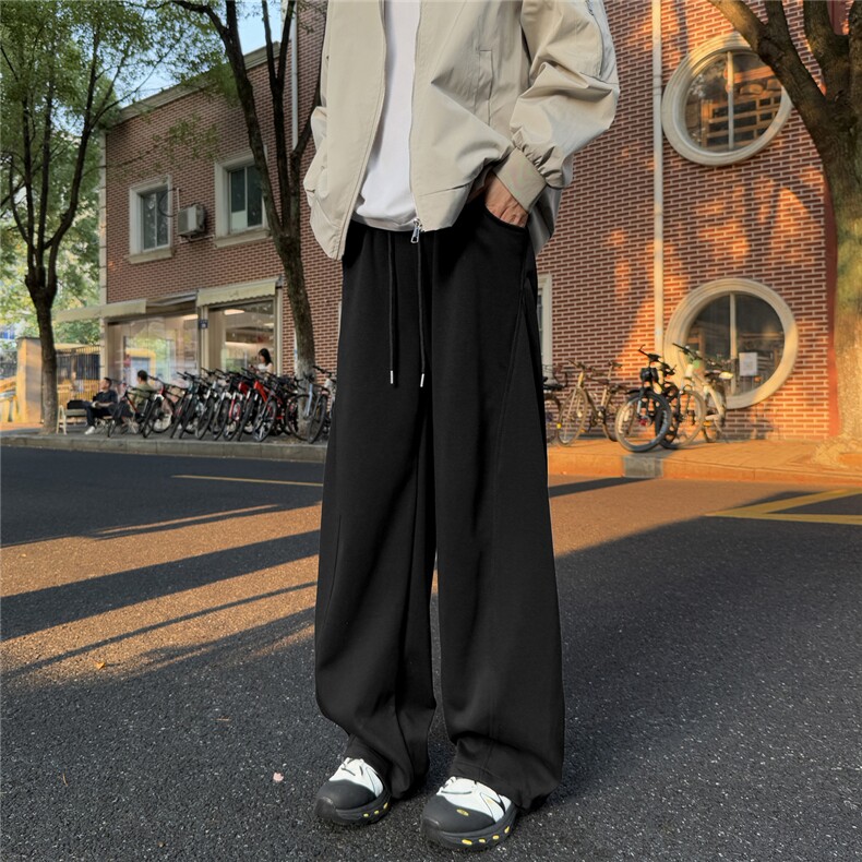 A429-YK327-特批45棉含秋冬重磅阔腿弯刀休闲百搭宽松卫裤，男装休闲裤，电商A429