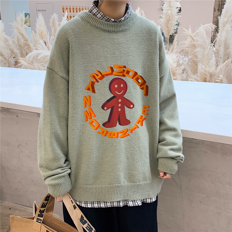 1港风圆领中性情侣潮流大码M-5XL印花加厚毛衣男7693P48加绒P55,男装针织衫/毛衣,星座226-2