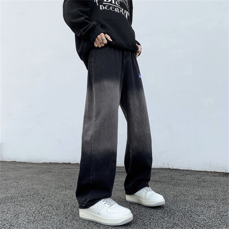 潮牌渐变水洗牛仔裤男高街美式阔腿裤子1001-1-NT269-P42,男装牛仔裤,星座1001-1