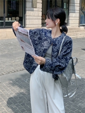 港风休闲减龄碎花牛仔短外套女春秋2025新款爆款高级感夹克巨好看，女装短外套，慧尚2-185