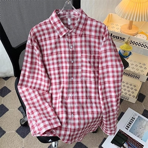 秋款男衬衫条纹拼色宽松休闲长袖衬衣CS0102 P45图片