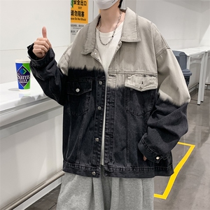 渐变色牛仔外套秋季宽松韩版美式复古夹克JK098-P60图片