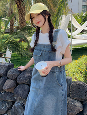 2025年夏季新款背带裙两件套RF2C290-6837#-P155-K235，女装牛仔裙，蝶眷