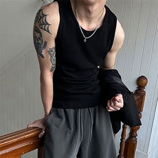 现货竖条螺纹修身针织背心男夏天美式硬汉健身运动休闲弹力无袖T，男装背心/马甲，星座302B-3