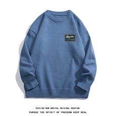 白底22秋冬潮流贴标字母保暖圆领套头毛衣M1054P50加绒60控68-78，男装针织衫/毛衣，电商A247-1