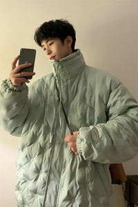 1定制面料棉衣大码M-5XL港风情侣半高领棉服外套男8707P125控168图片