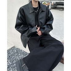 美式复古翻领皮衣外套男设计感拉链pu皮机车服夹克潮JK08568-P73，男装夹克，星座308B-1