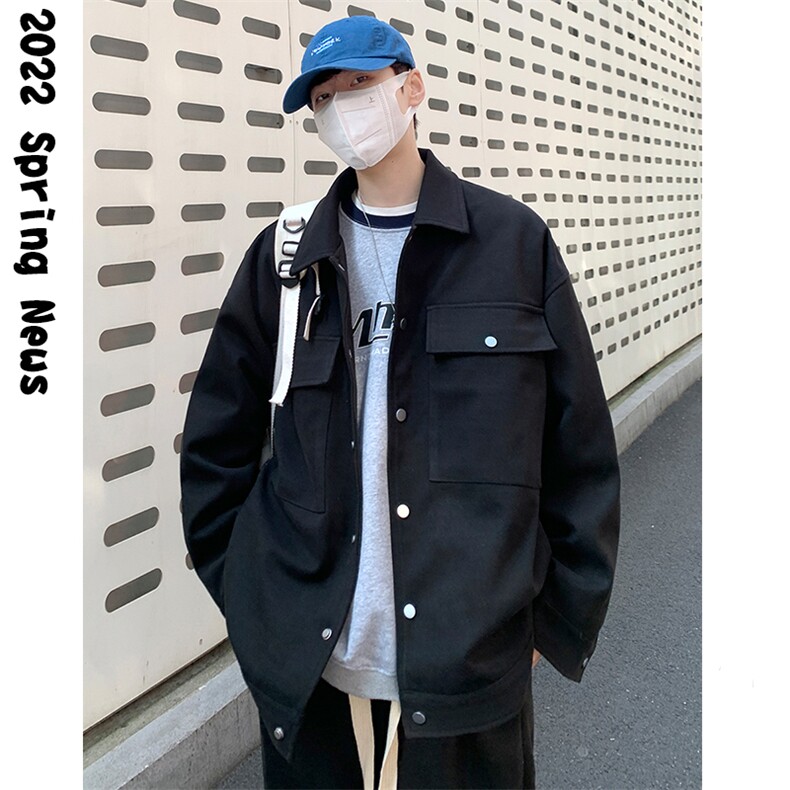 现货款！2025春季新款外套韩版宽松翻领呢料夹克JK201P118控138，男装夹克，星座517A-1