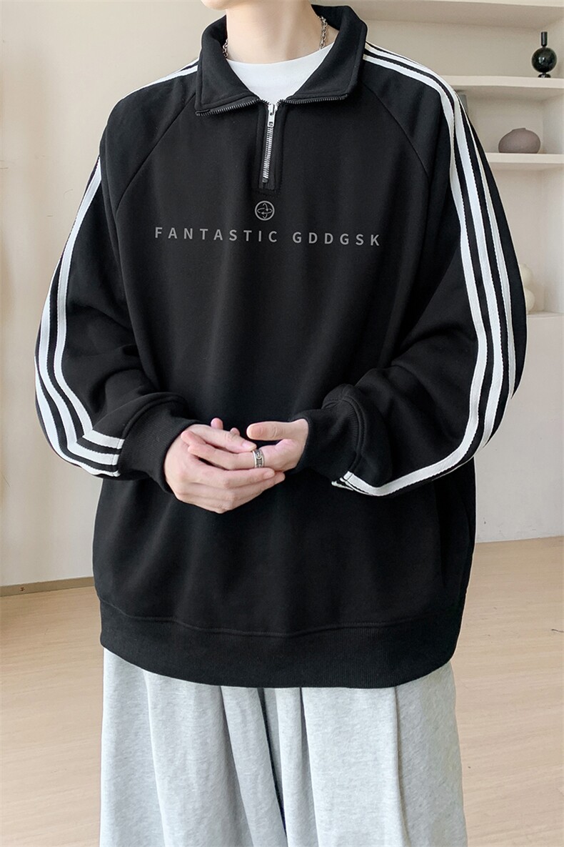华棉内景秋冬新款宽松polo领卫衣男潮百搭休闲WY00666/P50加绒P55,男装卫衣,电商B316