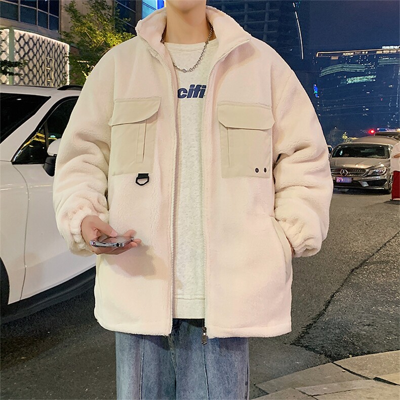 FM06-P69特现货羊羔毛加厚外套男工装宽松翻领棉袄冬季潮棉衣a,男装棉衣,电商A456（原C415）