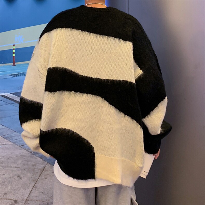秋季新品设计师自制渐变毛衣男宽松美式针织,男装针织衫/毛衣,星座716-2