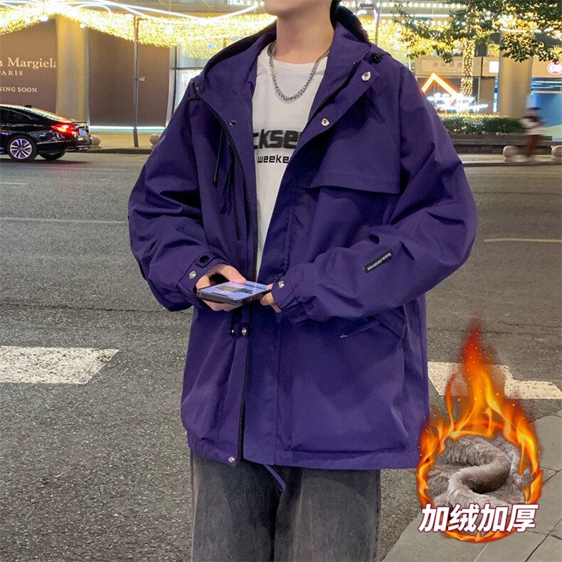 加绒加厚夹克外套男冲锋衣男士休闲工装轻户外JK136-P88 加绒P98图片