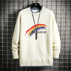 控78假两件毛衣男大码加绒针织衫男毛线衣M80064-P55加绒P70，男装针织衫/毛衣，电商A040A