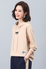 休闲连帽卫衣女春秋新款时尚刺绣印花小个子中年妈妈款长袖上衣，女装卫衣/绒衫，涵誉