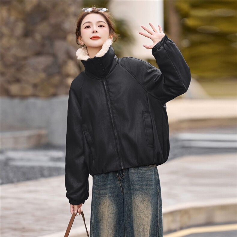 主推BAO款韩版羊羔毛领皮90白鸭绒羽绒服女短款外套百搭显瘦保暖,女装皮衣,美拉德工厂直营店
