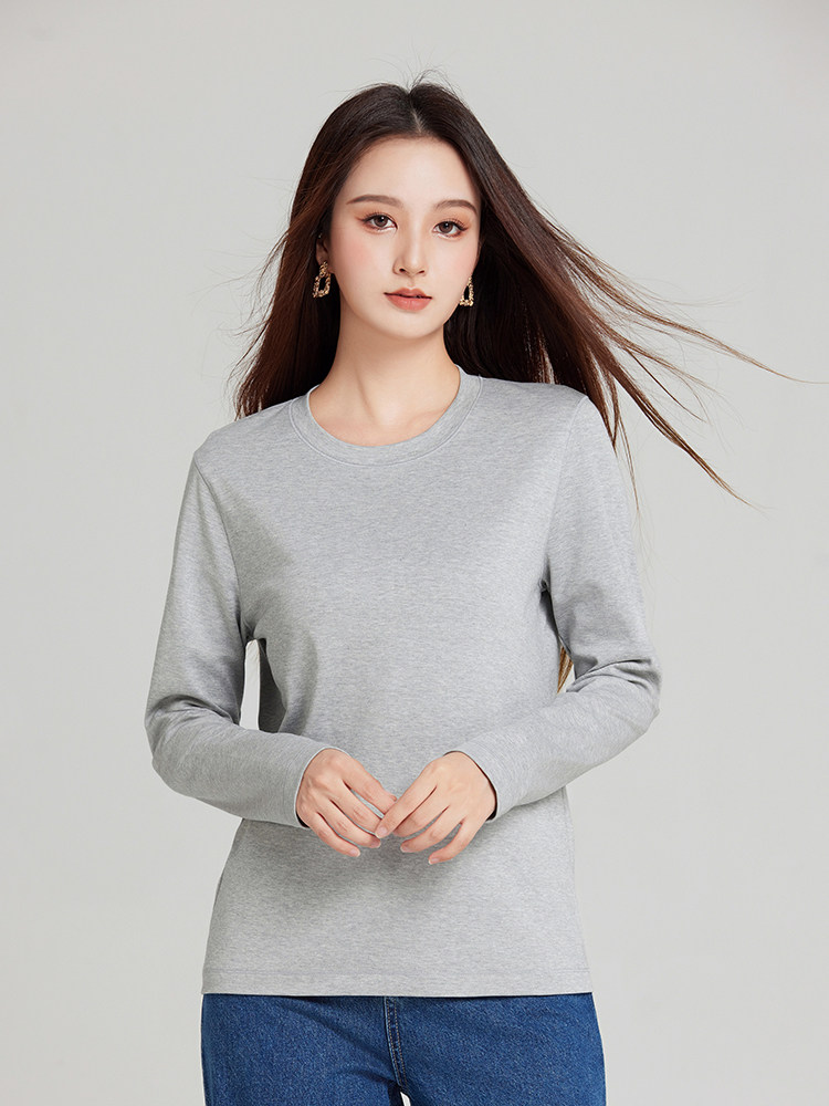 夏季修身简约舒适百搭纯色女士圆领T恤,女装T恤,硕诚羊绒