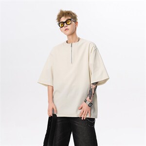 现货 夏新重磅亨利领肌理感短袖T恤宽松潮流男513 DT3537 P33图片