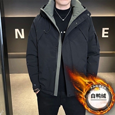 25008冲风衣连帽标50羽绒服现货，男装风衣，星座414（原B263）
