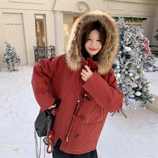 7天出货圣诞红大毛领50羽绒服2C090-9029-P320-K478，女装羽绒服，2C090