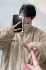 机车风羊羔毛外套男冬季加厚保暖美式潮牌棉服高品质重磅加绒棉袄，男装棉衣，电商A102