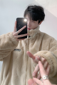 机车风羊羔毛外套男冬季加厚保暖美式潮牌棉服高品质重磅加绒棉袄图片
