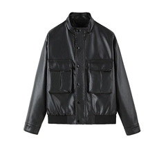 加棉加厚皮衣夹克修身立领PU皮衣外套男py56803-p98加绒p108，男装皮衣，电商D303