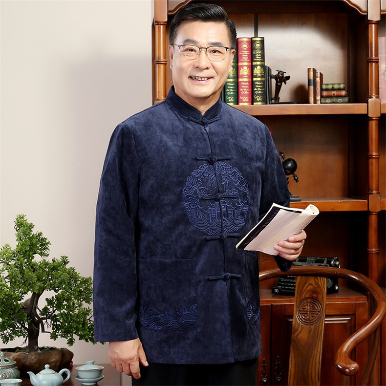 汉服老年人唐装爸爸秋冬爷爷外套夹克2024风男装YDC6007-P130,男装夹克,星座1105-3