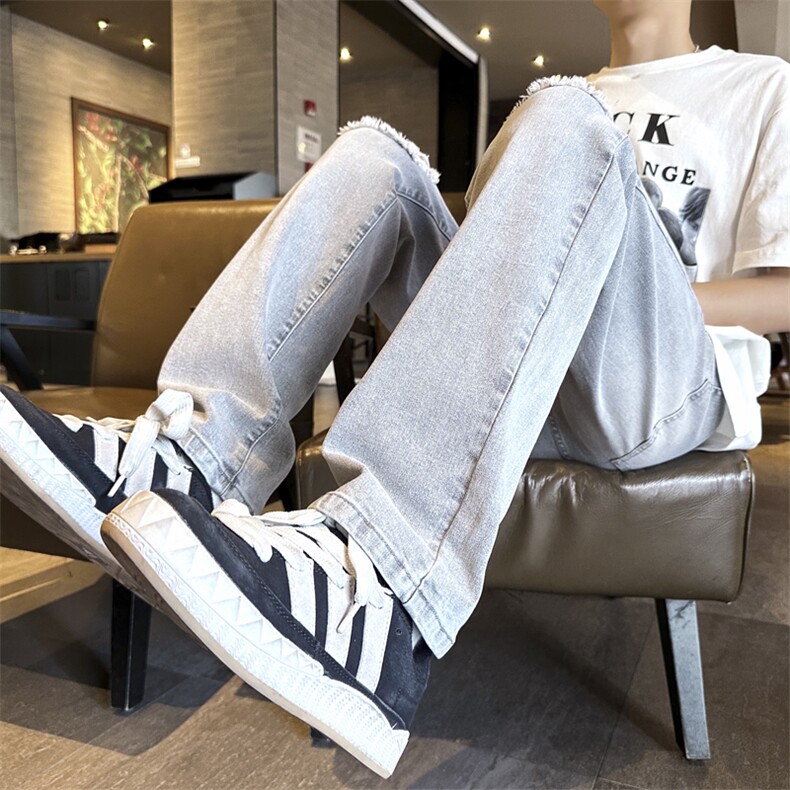抖音品质破洞牛仔裤男小脚B342-K7040-特P45,男装牛仔裤,电商B342