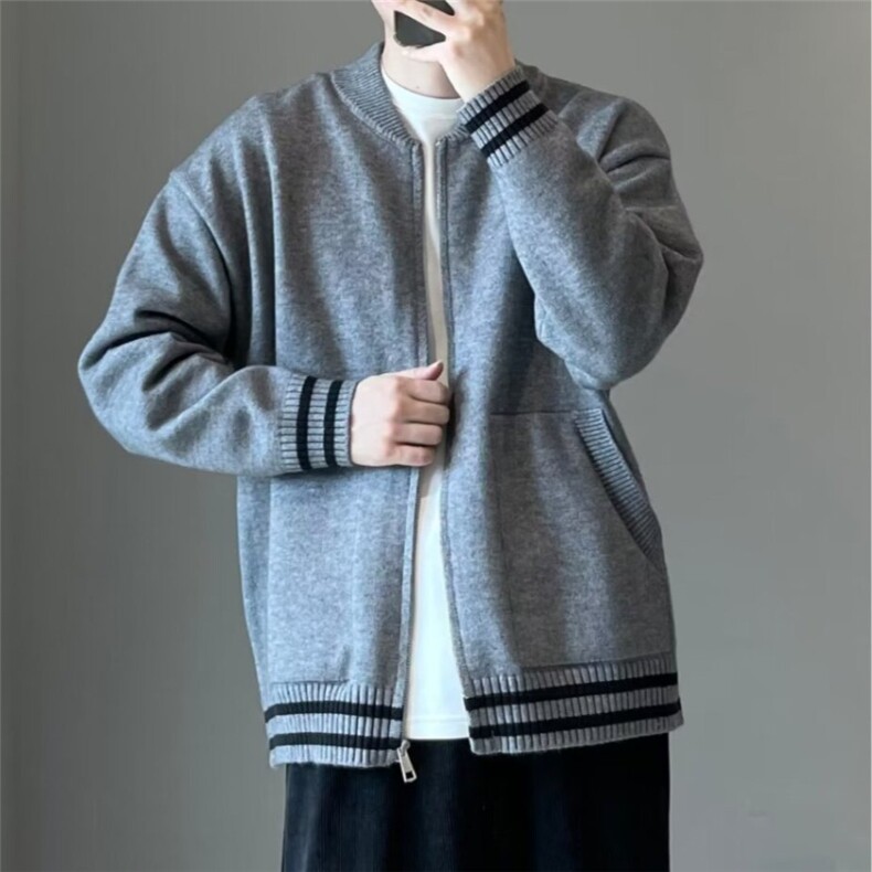 棒球领轻熟风宽松百搭拉链潮牌长袖毛衣男撞色韩系MYM152,男装针织衫/毛衣,星座516A