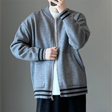 棒球领轻熟风宽松百搭拉链潮牌长袖毛衣男撞色韩系MYM152，男装针织衫/毛衣，星座516A