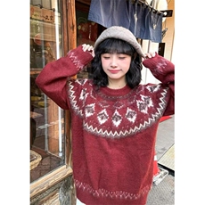 北欧费尔岛红色毛衣男女潮牌情侣装针织衫秋冬圣诞毛线衣MY369，男装针织衫/毛衣，星座1116A（原606A-3）