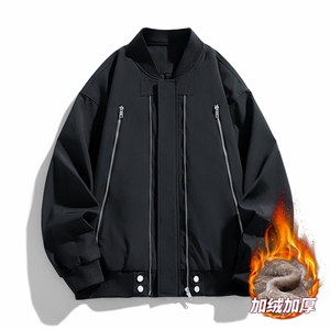 AJ220-P85冬季加绒加厚棒球领飞行夹克防风防水棉衣外套图片