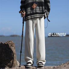 新款条绒休闲裤绒秋季宽松垂感运动裤子X1880-常规特批42，男装休闲裤，星座718