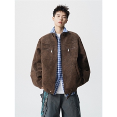 可二开雾霾扎染面料大码M-5XL工装拉链皮衣夹克男JK78100P90控128，男装夹克，星座227-7