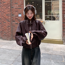 红皮衣外套女秋秋2025新款美式复古又a又飒机车服pu皮夹克，女装皮衣，纯色衣恋