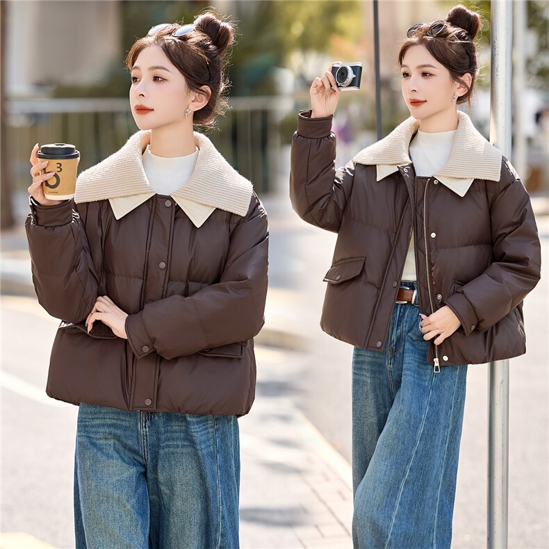 现货2025年冬季新款韩版休闲羽绒服针织拼接保暖羽绒服图片