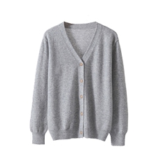 12针纯色V领开衫，女装羊毛衫，西欧羊绒