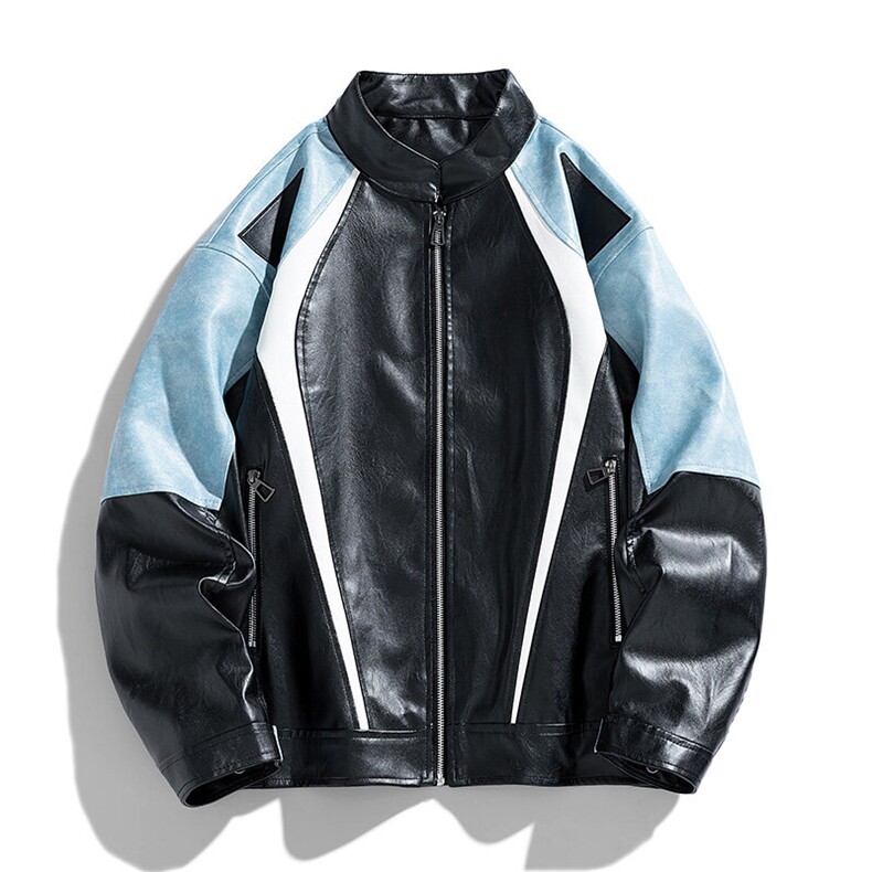 XZ-221/JK1599/P90美式复古设计感痞帅机车PU赛车服皮衣夹克外套,男装夹克,星座221