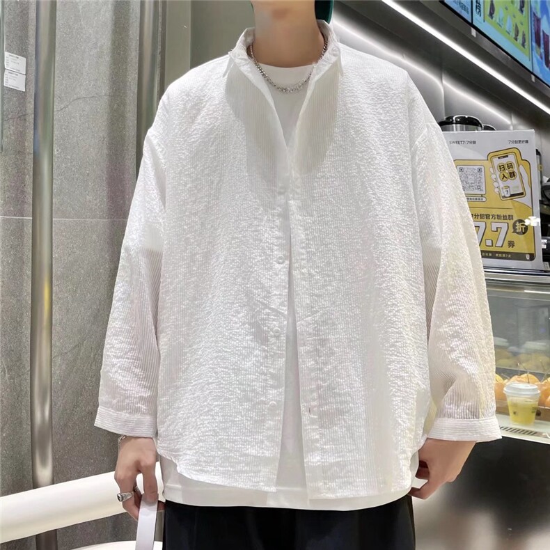 长袖衬衫男港风镂空冰丝防晒衣夹克衬衫C615P38,男装衬衫,星座1116-2