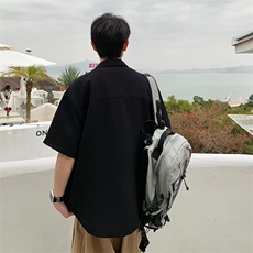 男时尚五分袖潮流ins青春流行百搭日系潮新款标准夏季原宿，男装衬衫，星座716-4