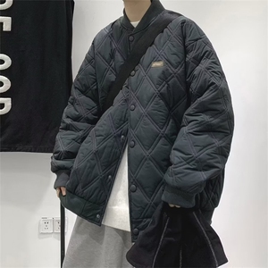 BOYUE帛跃冬季cityboy绣标菱形格棉服青少年男潮棒球棉衣m75p68图片
