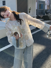 新中式提花刺绣欧根纱防晒外套女2025春夏新款高端洋气设计感开衫，女装短外套，浙宝208A