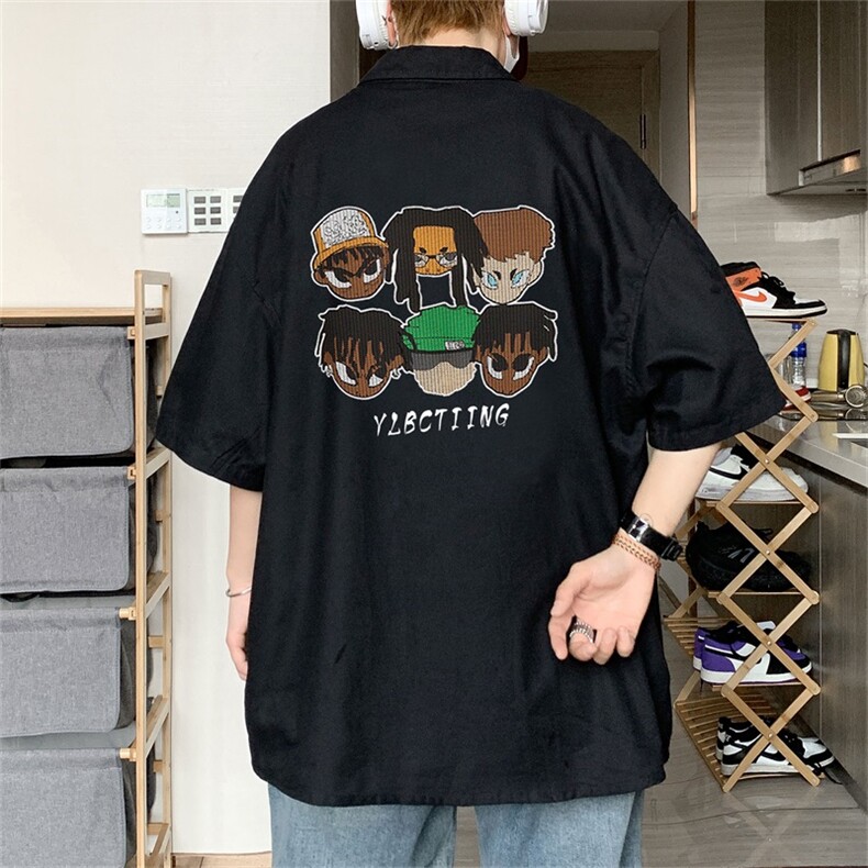 电商DSA028-MDSP433P38夏季新款港风百搭潮流印花短袖衬衫男,男装T恤,电商A028