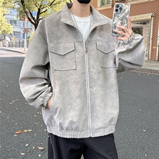 PY5071/P85春装新款宽松皮衣皮夹克男休闲百搭潮流痞帅上衣外套，男装夹克，电商A141