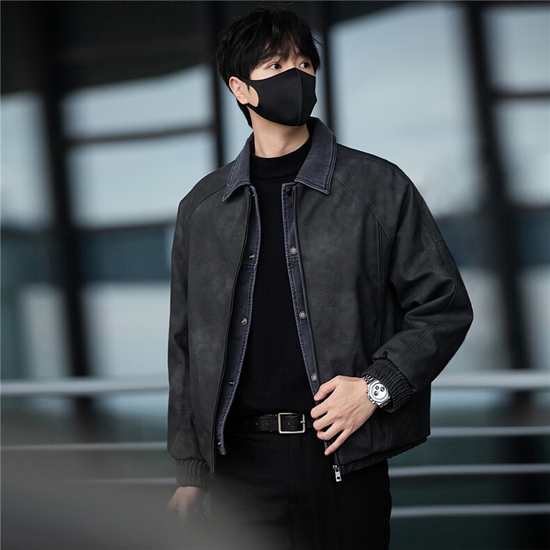 标50绒街拍男士翻领假两件短款皮羽绒服保暖外套5065-P255，男装羽绒服，电商B328