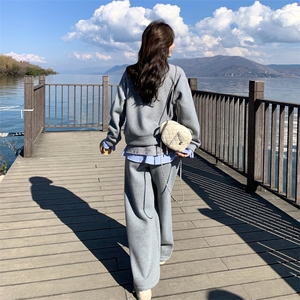 上新 有货  灰色休闲卫衣套装 配屁帘5506P185K288图片