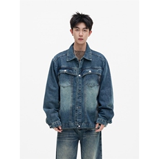 港风秋款男牛仔夹克衫渐变色拉链宽松休闲外套JK4004P75，男装夹克，星座1013-1