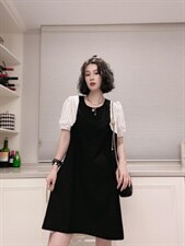 拼色连衣裙ＭL，女装连衣裙，可纳奇